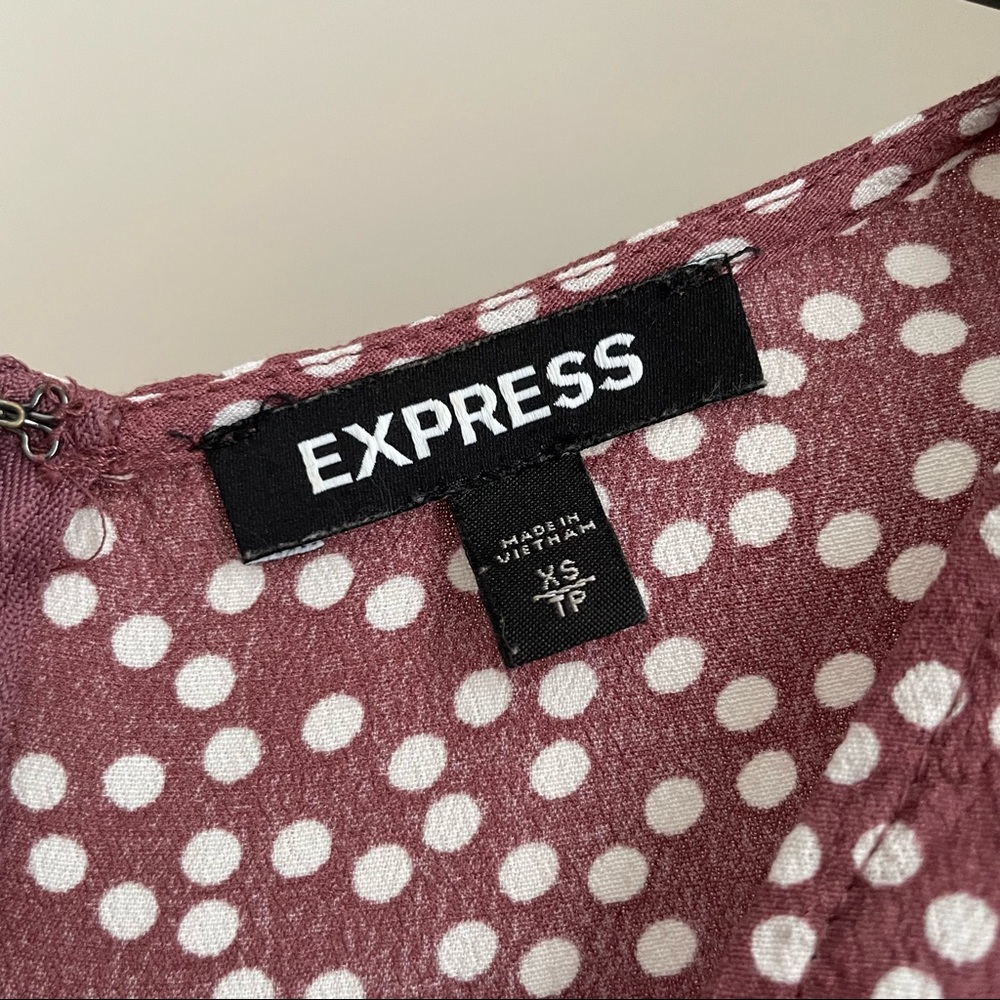 Express Retro Mauve Polka Dot Dress - Picture 6 of 6